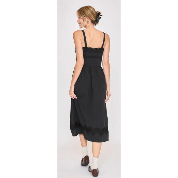 NWT Umgee Black Sleeveless Midi Dress W/ Lace Applique Size Small - Picture 5 of 6